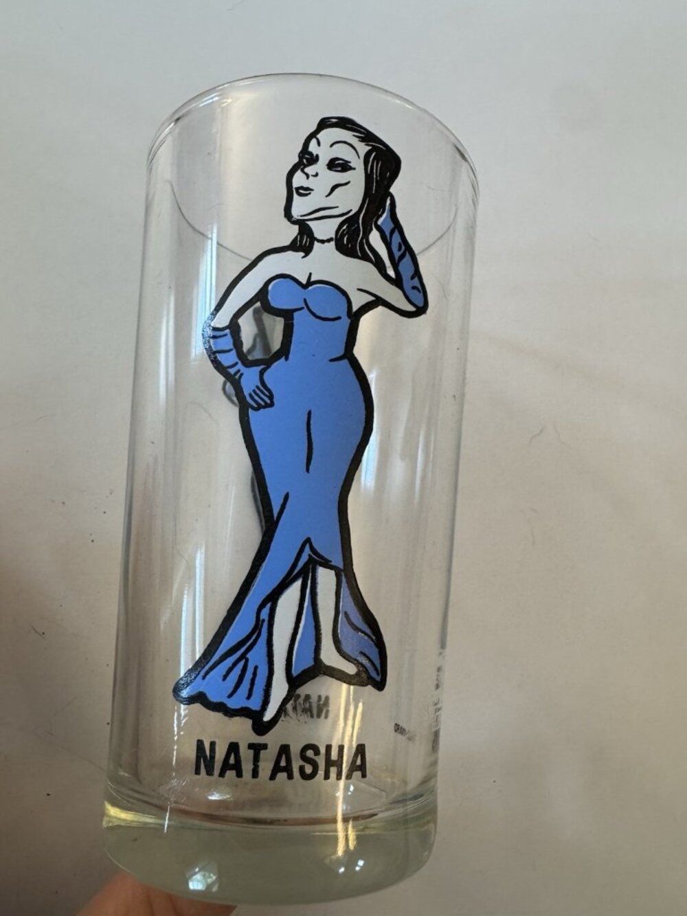 Vintage Pepsi Collector Glass Natasha Rocky Bullwinkle Cup 1970's J3